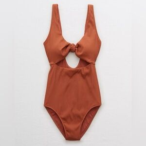 Aerie Ribbed Knot One Piece Swimsuit, Size medium